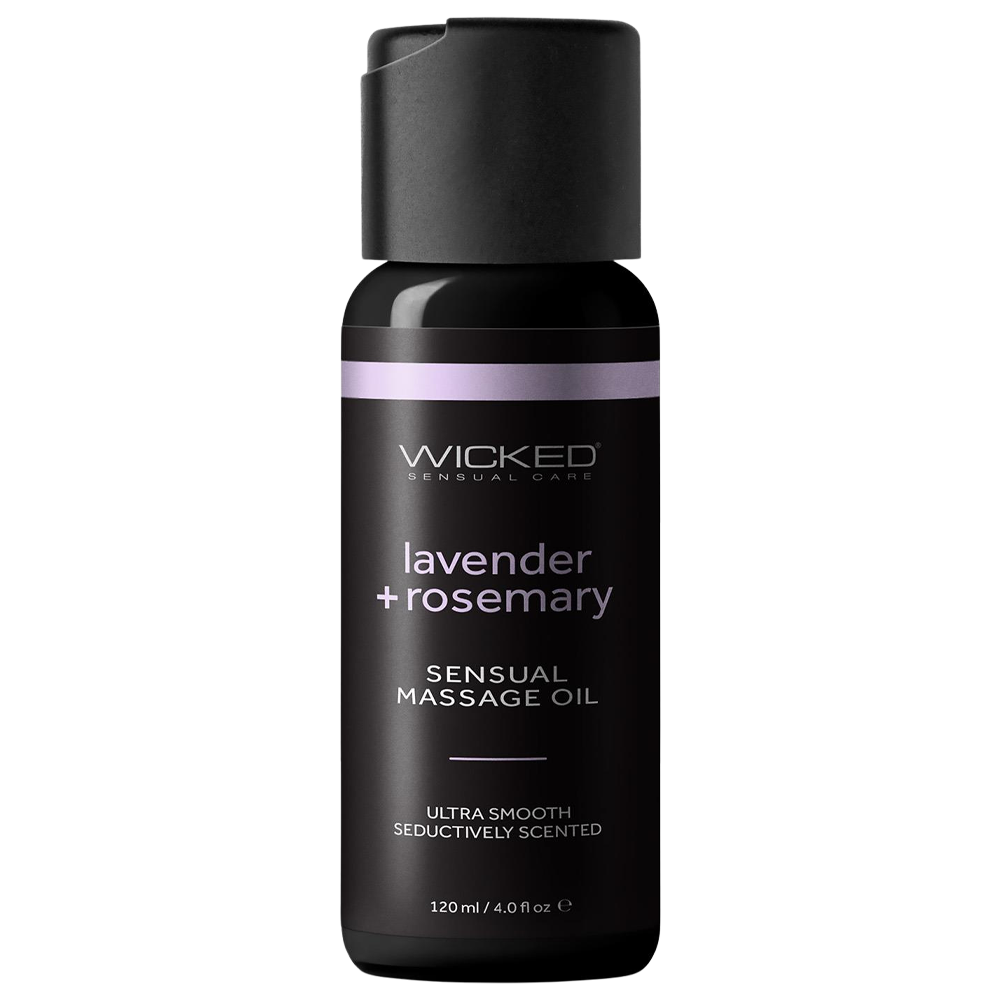sensuell massageolja silkeslen långvarig glid vegansk cruelty free hudvänlig aromatisk lavendel rosmarin citrongräs ingefära vanilj sockerrör vårdande aloe vera e-vitamin kokosolja sötmandel solrosolja avslappning passion