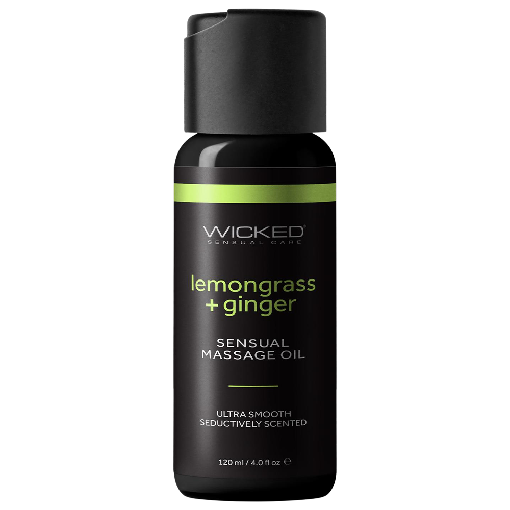 sensuell massageolja silkeslen långvarig glid vegansk cruelty free hudvänlig aromatisk lavendel rosmarin citrongräs ingefära vanilj sockerrör vårdande aloe vera e-vitamin kokosolja sötmandel solrosolja avslappning passion