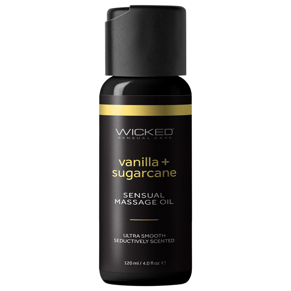 sensuell massageolja silkeslen långvarig glid vegansk cruelty free hudvänlig aromatisk lavendel rosmarin citrongräs ingefära vanilj sockerrör vårdande aloe vera e-vitamin kokosolja sötmandel solrosolja avslappning passion