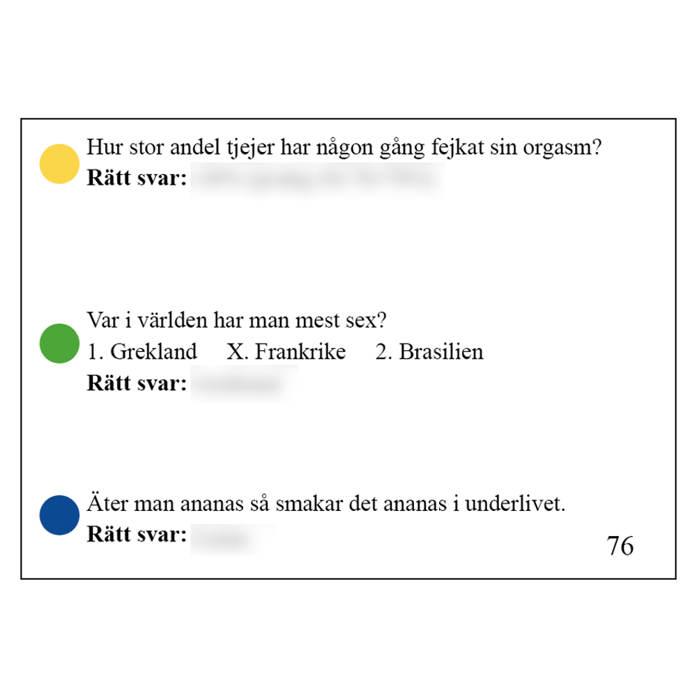 frågespel sexkunskap pubertet preventivmedel könsorgan könssjukdomar myter relationer utbildning klassrum faktagranskat läkare lärorikt underhållande roligt familj vänner förfest diskussion samtal spelkort tonår vuxen FSC hållbar