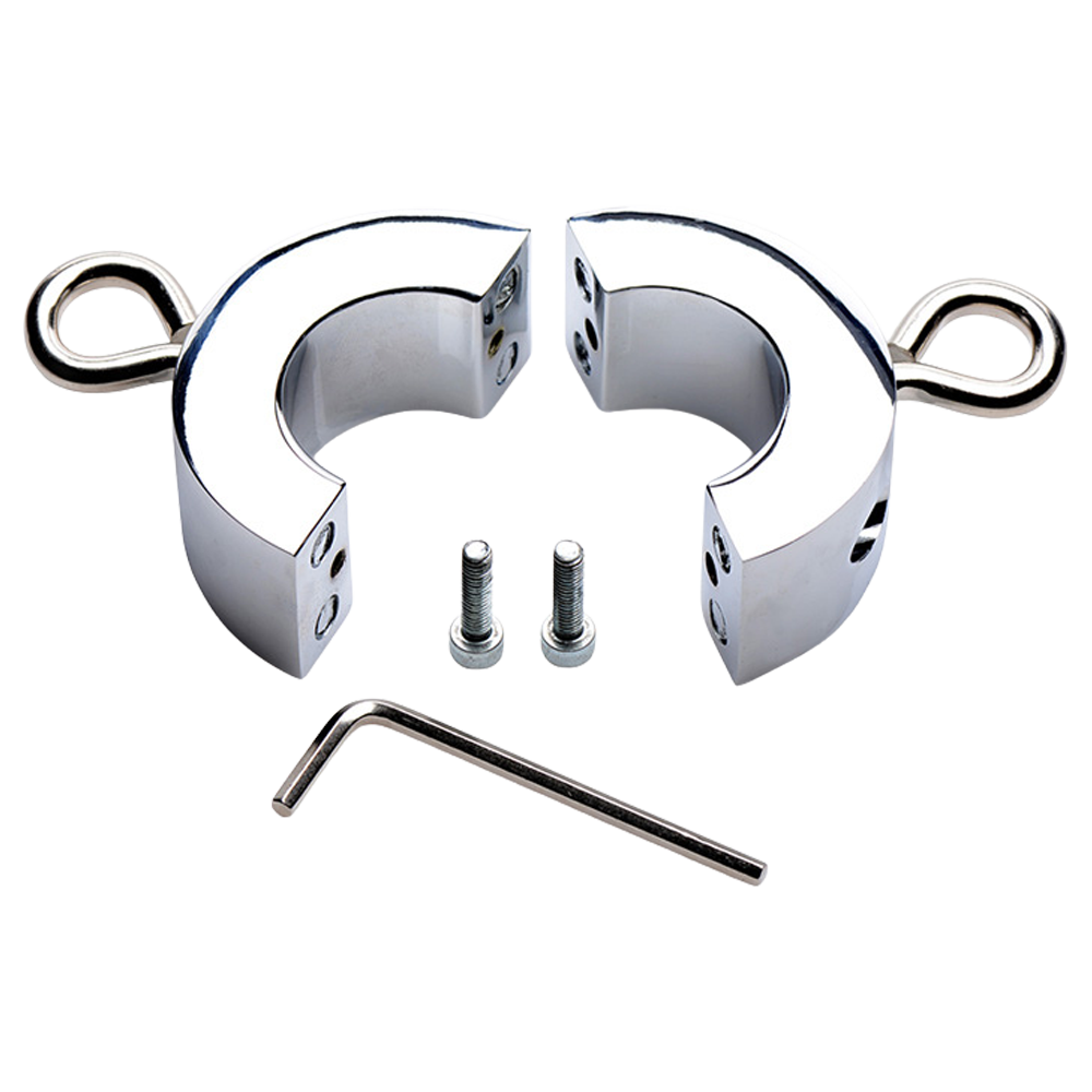 metallring testikelstretch BDSM bondage tyngd aluminiumlegering slitstark hållbar lätt rengöring säker fästpunkter kedjor manschetter tillbehör insexnyckel diameter 6 cm vikt 330 g fetisch sexleksak dominans